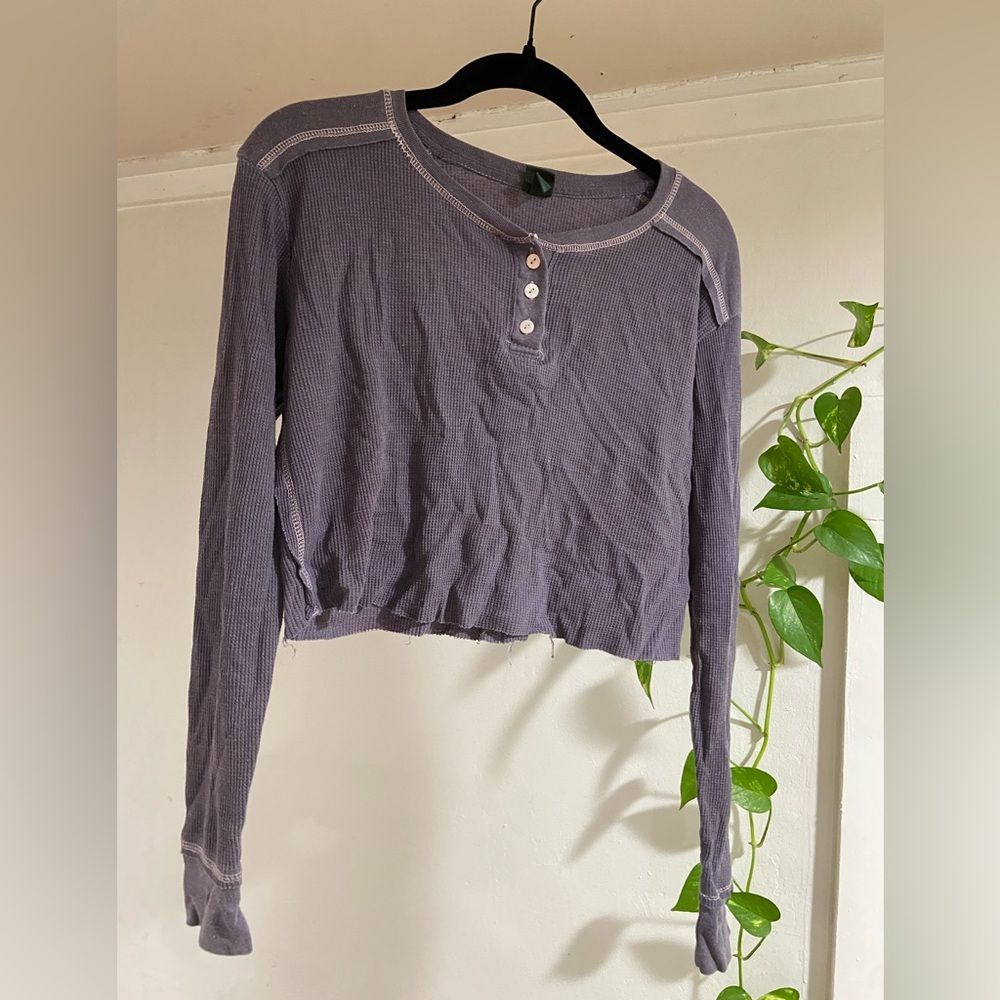 Wild Fable Purple Long Sleeve Crop Polo T-Shirt